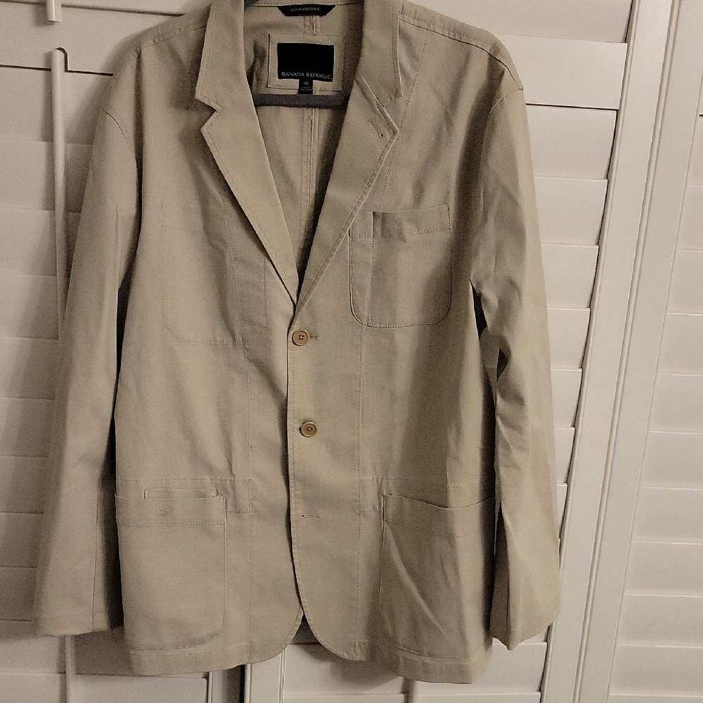 Banana Republic Light Khaki Cotton Blazer